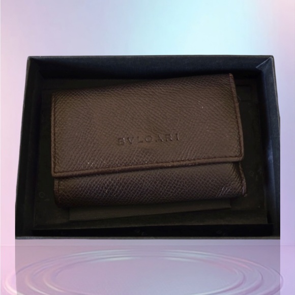 Bvlgari Dark Brown Leather Card / Key Holder and Box - Picture 12 of 12